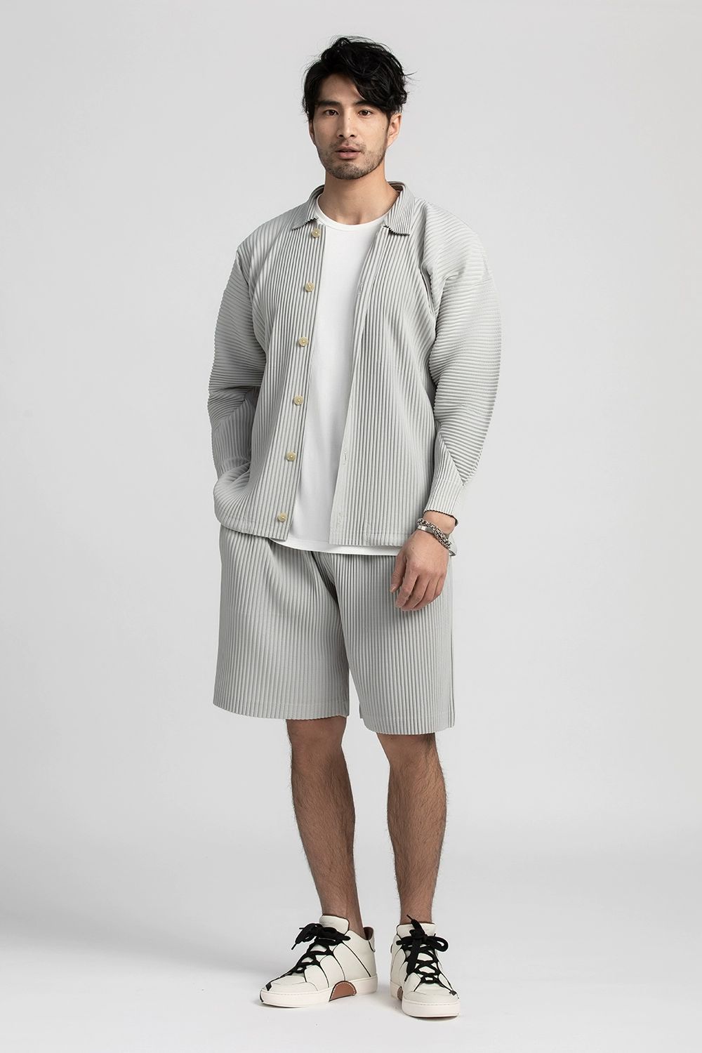 Men's Pleated Shorts Summer Breathable Casual Everyday Pants Drawstring Elastic Waist