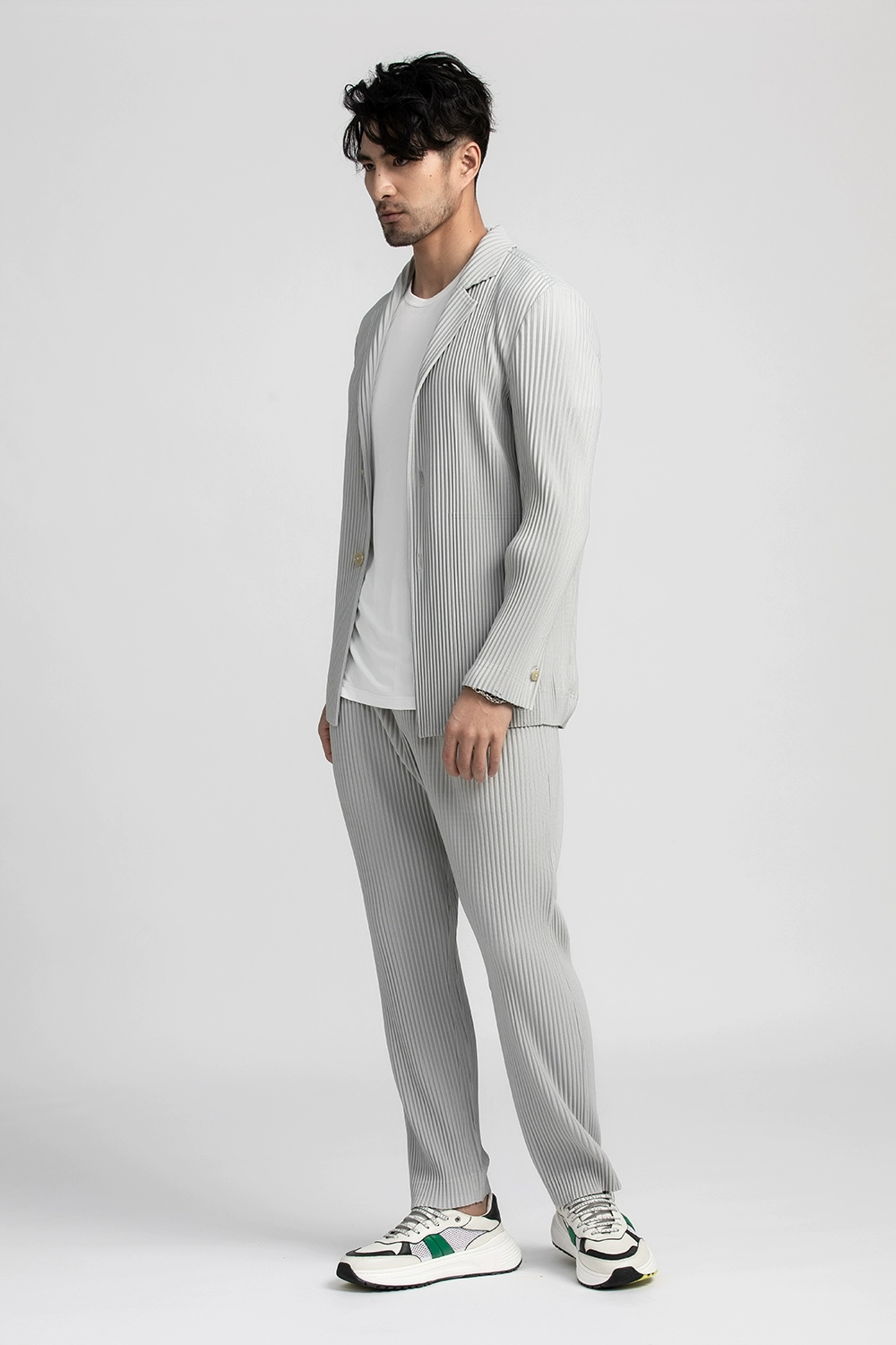 Men's Pleated Casual Basics Blazer Stretch Fabric Coat