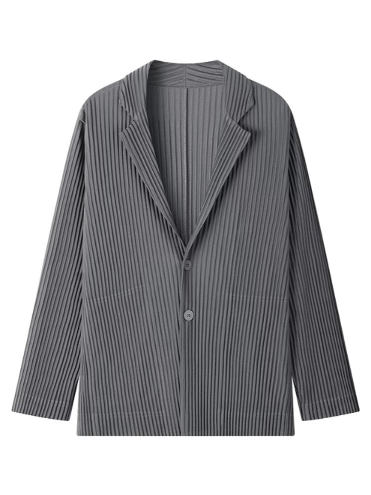 Men's Pleated Slim Fit Luxury Blazer Partially Lined Jacket, Office, Wedding 