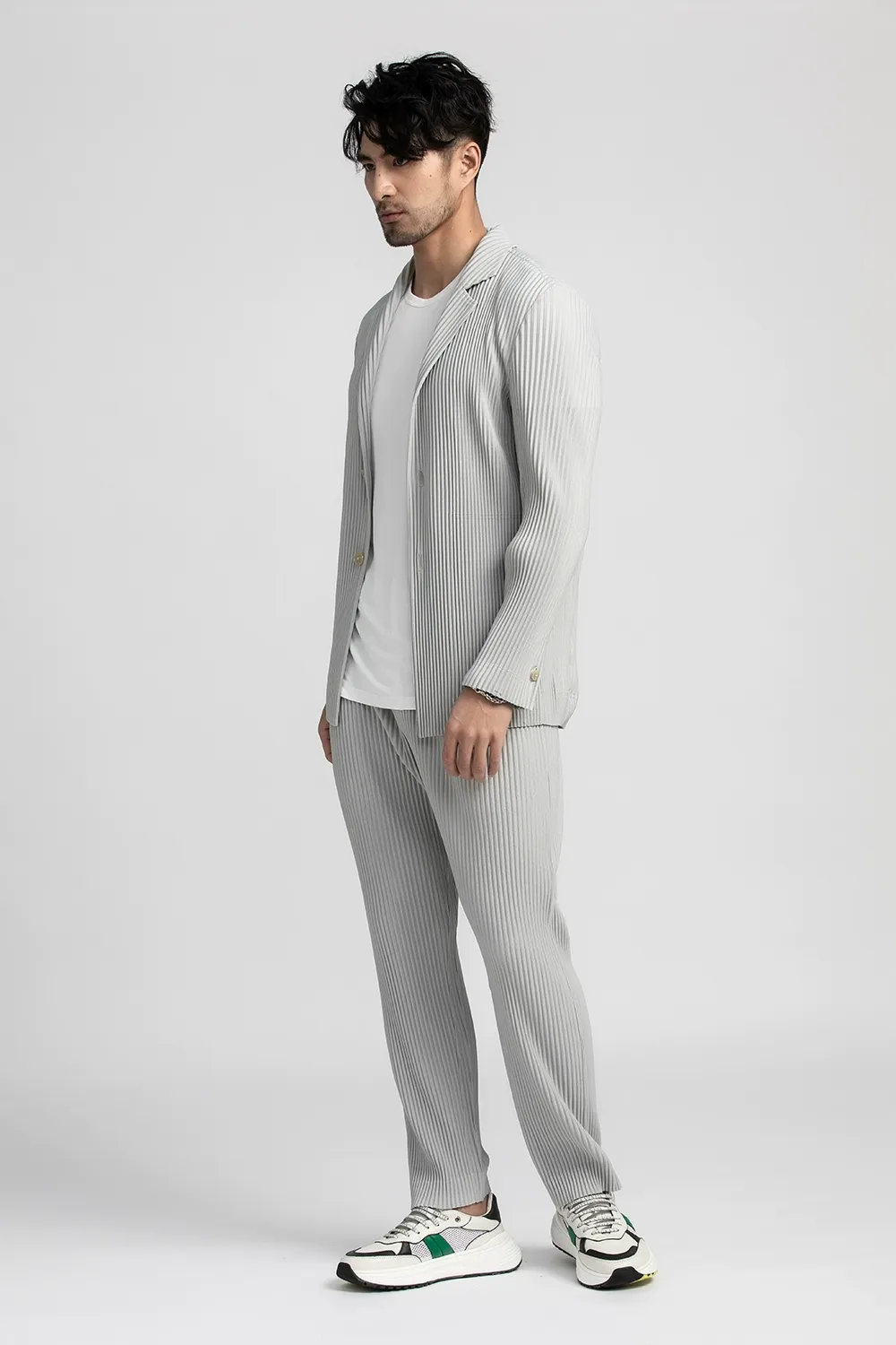 Men's Pleated Casual Basics Blazer Stretch Fabric Coat