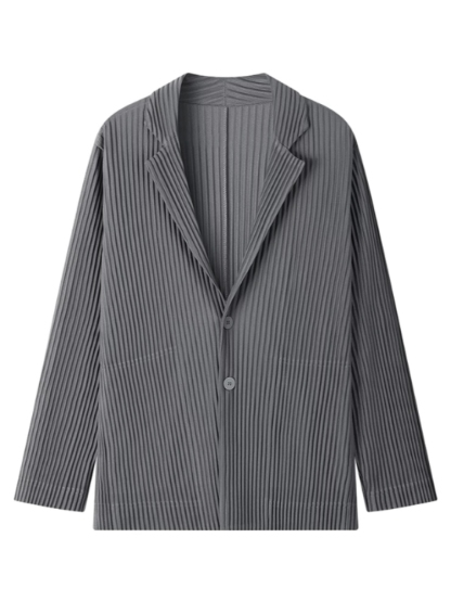 Men's Pleated Slim Fit Luxury Blazer Partially Lined Jacket, Office, Wedding 