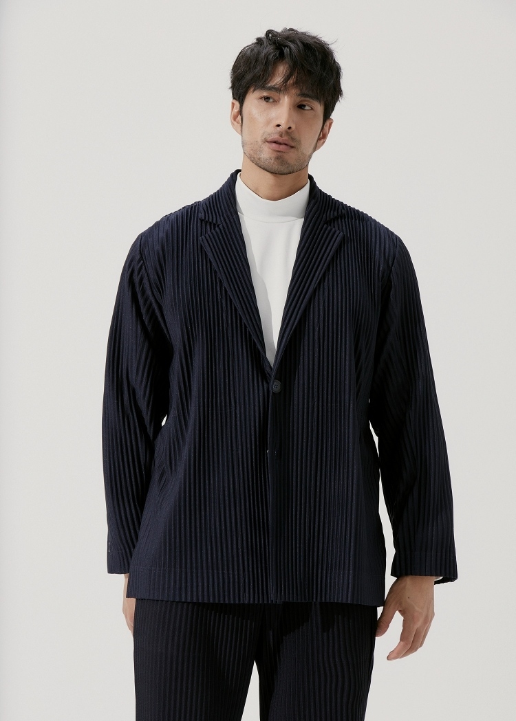 Men's Pleated Casual Basics Blazer Stretch Fabric Coat