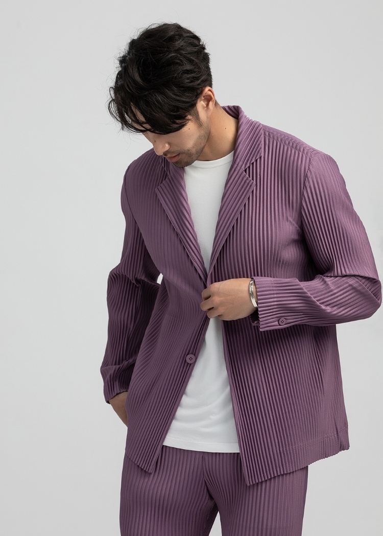 Men's Pleated Casual Basics Blazer Stretch Fabric Coat