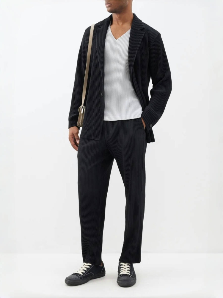 Men's Pleated Slim Fit Luxury Blazer Partially Lined Jacket, Office, Wedding 