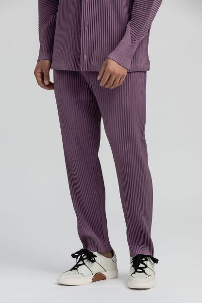 Men's Pleated Wild Pants Solid Color Straight Pants Casual Suit Trousers Elastic Waist