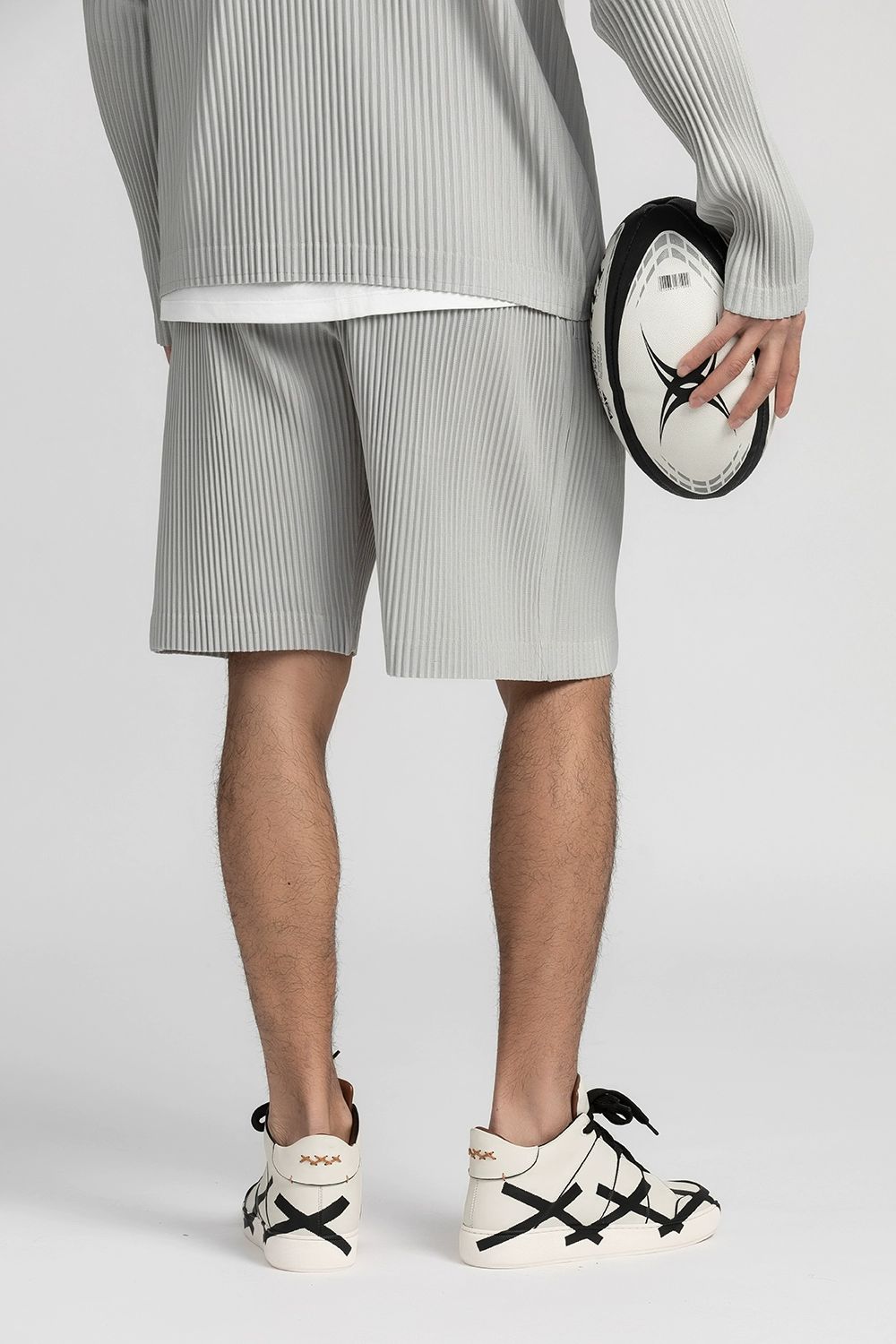 Men's Pleated Shorts Summer Breathable Casual Everyday Pants Drawstring Elastic Waist