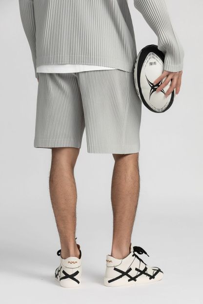 Men's Pleated Shorts Summer Breathable Casual Everyday Pants Drawstring Elastic Waist