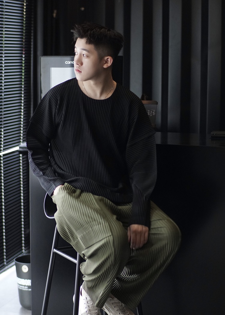 Men's Pleated Loose Cargo Pants Fashion Casual Streetwear Overalls Drawstring Elastic Waist