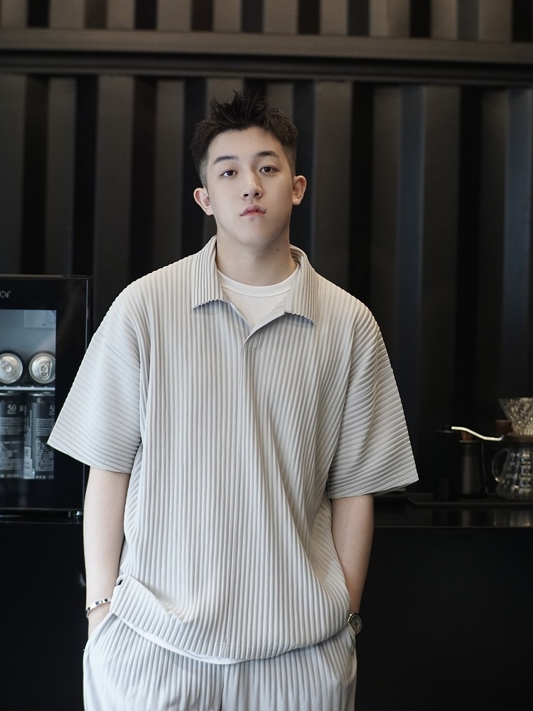 Men's Pleated Casual Polo Shirt Summer Versatile Classic Style