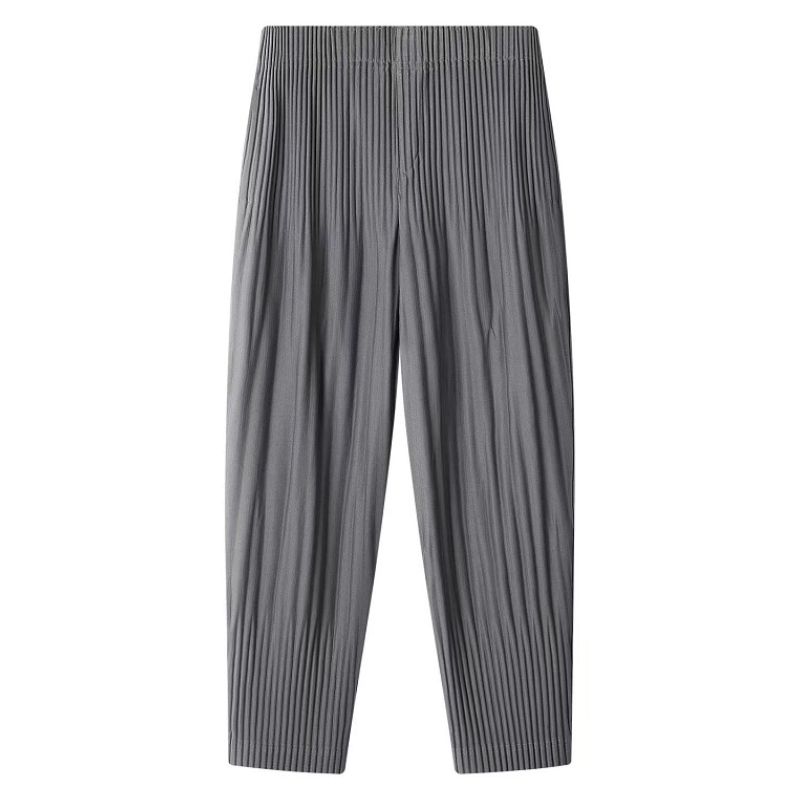 Men's Pleated Harem Pants Casual Baggy Ankle Length Pants Drawstring Elastic Waist