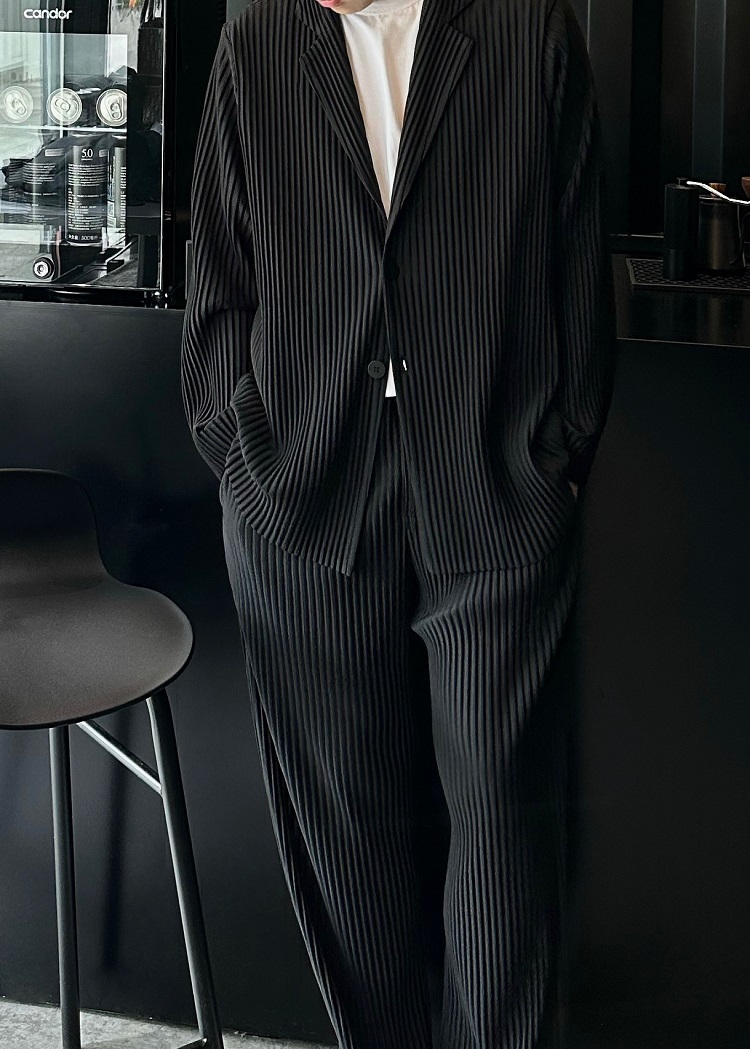 Men's Pleated Casual Basics Blazer Stretch Fabric Coat