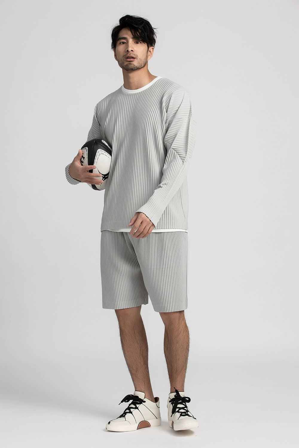 Men's Pleated Shorts Summer Breathable Casual Everyday Pants Drawstring Elastic Waist