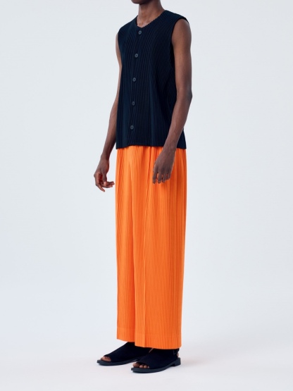 Men's Pleated Wide Leg Loose Pants Fashion Solid Color Trouser Drawstring Elastic Waist