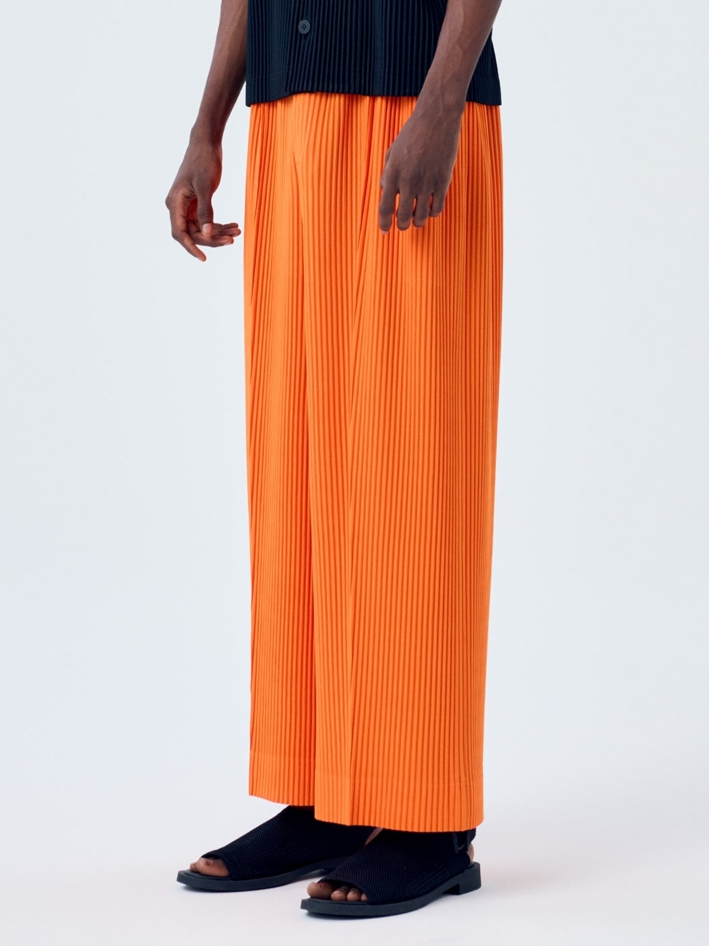 Men's Pleated Wide Leg Loose Pants Fashion Solid Color Trouser Drawstring Elastic Waist