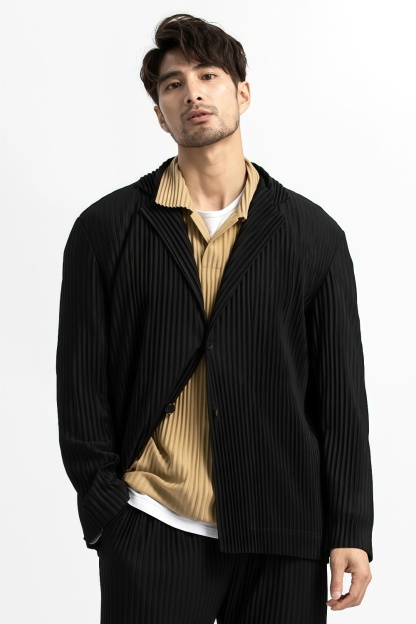 Men's Pleated Casual Basics Blazer Stretch Fabric Coat