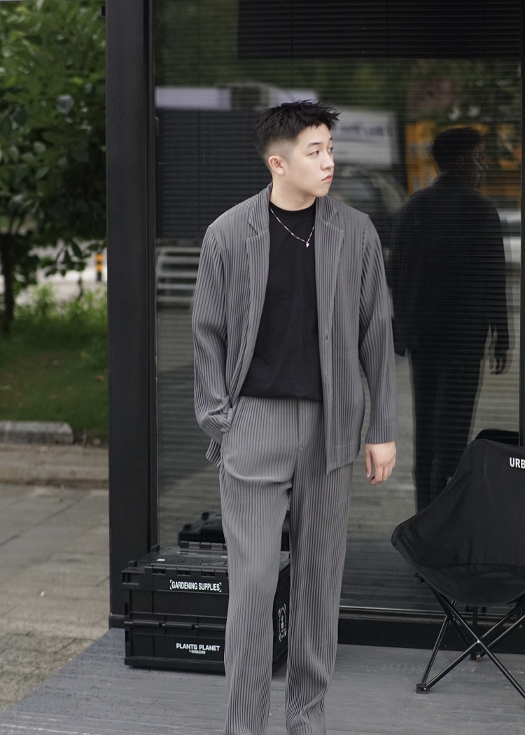 Men's Pleated Casual Basics Blazer Stretch Fabric Coat