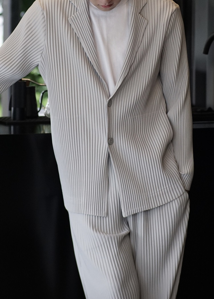 Men's Pleated Casual Basics Blazer Stretch Fabric Coat