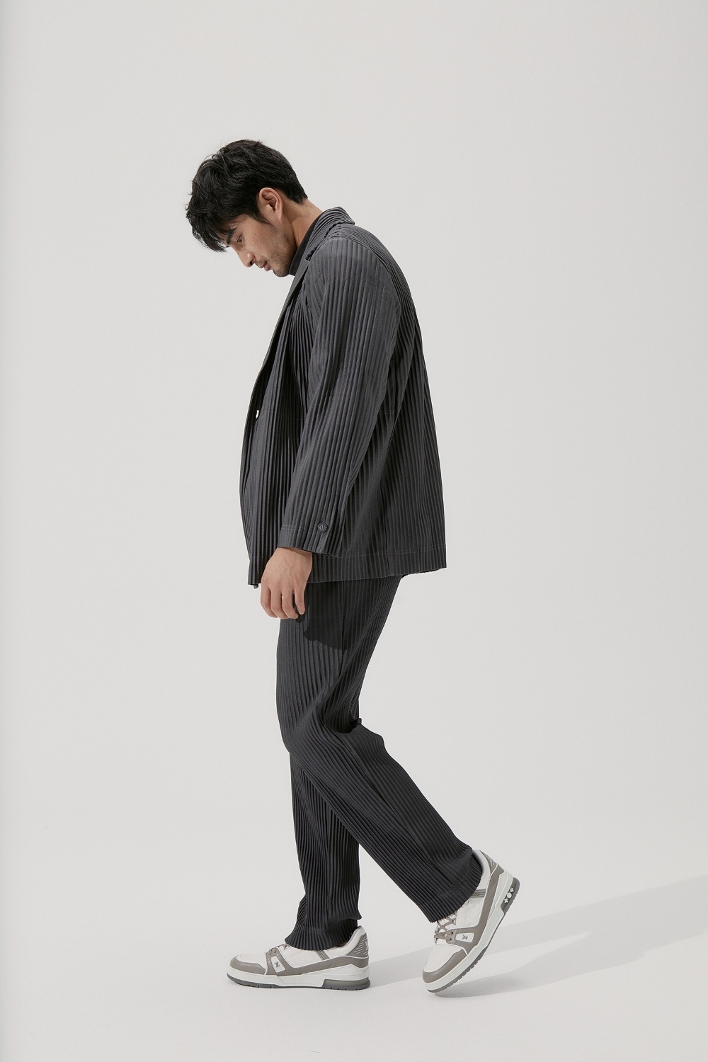 Men's Pleated Casual Basics Blazer Stretch Fabric Coat