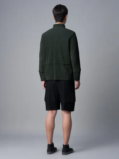 Men's Pleated Cargo Shorts New Fashion Loose Overalls Drawstring Elastic Waist