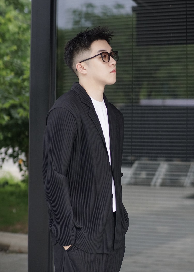 Men's Pleated Casual Basics Blazer Stretch Fabric Coat