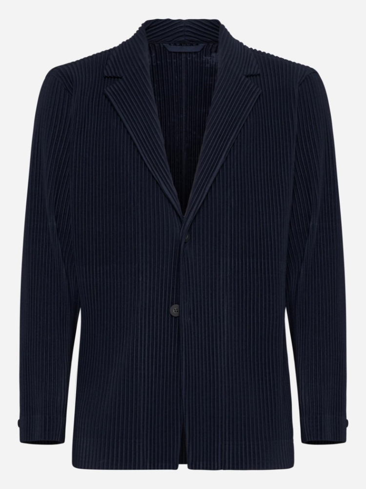 Men's Pleated Slim Fit Luxury Blazer Partially Lined Jacket, Office, Wedding 