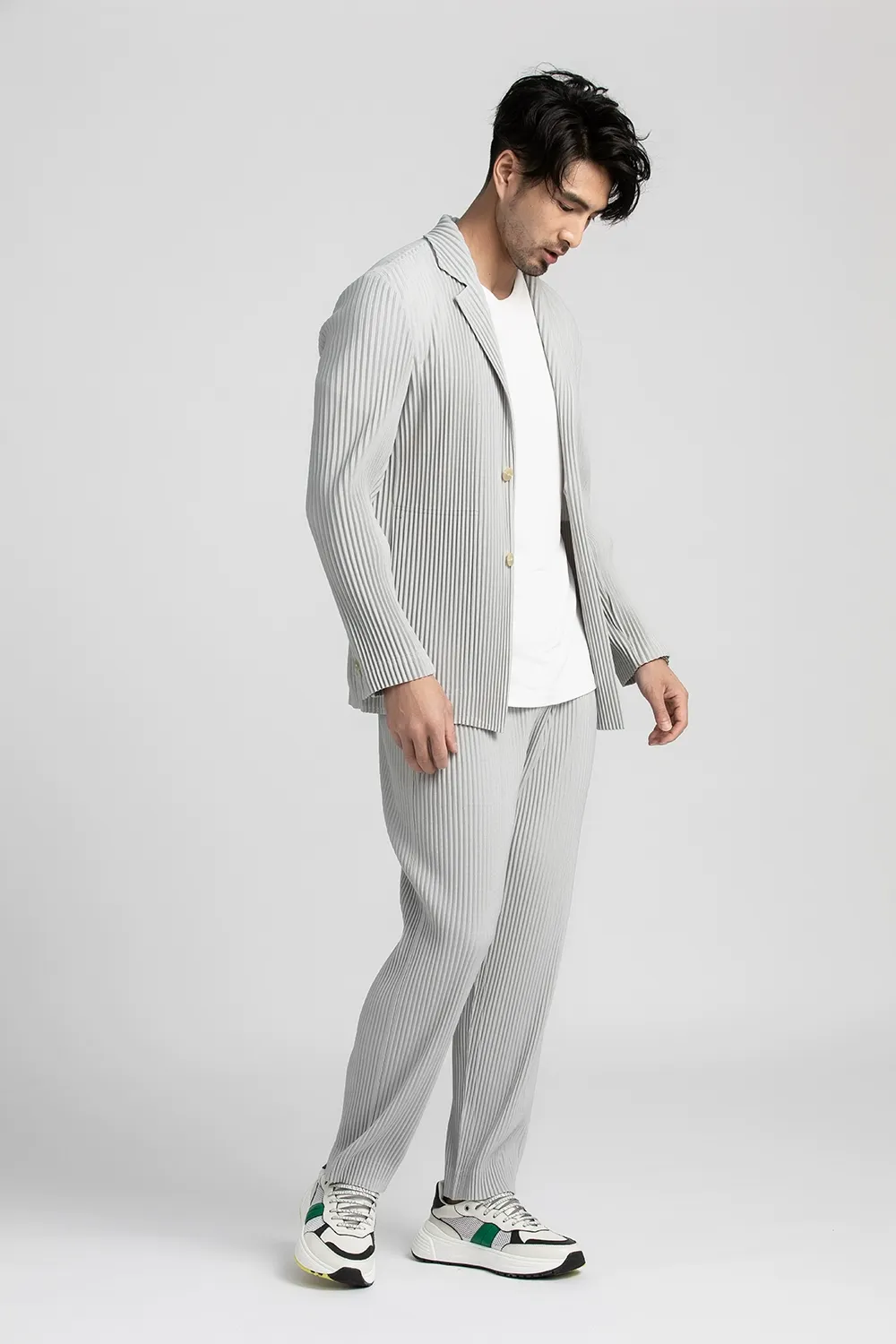 Men's Pleated Casual Basics Blazer Stretch Fabric Coat