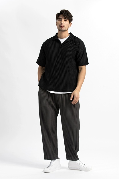 Men's Pleated Casual Polo Shirt Summer Versatile Classic Style