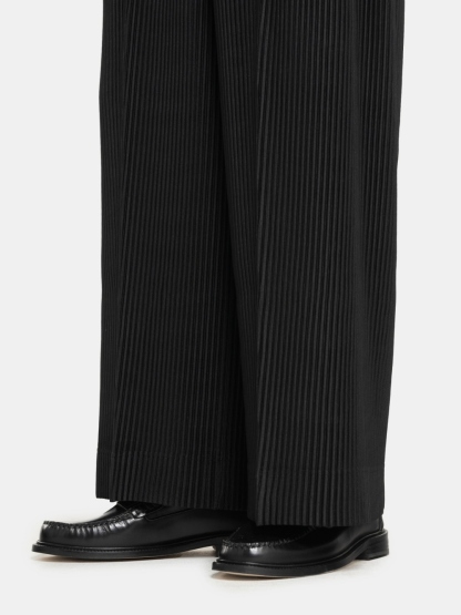 Men's Pleated Wide Leg Loose Pants Fashion Solid Color Trouser Drawstring Elastic Waist