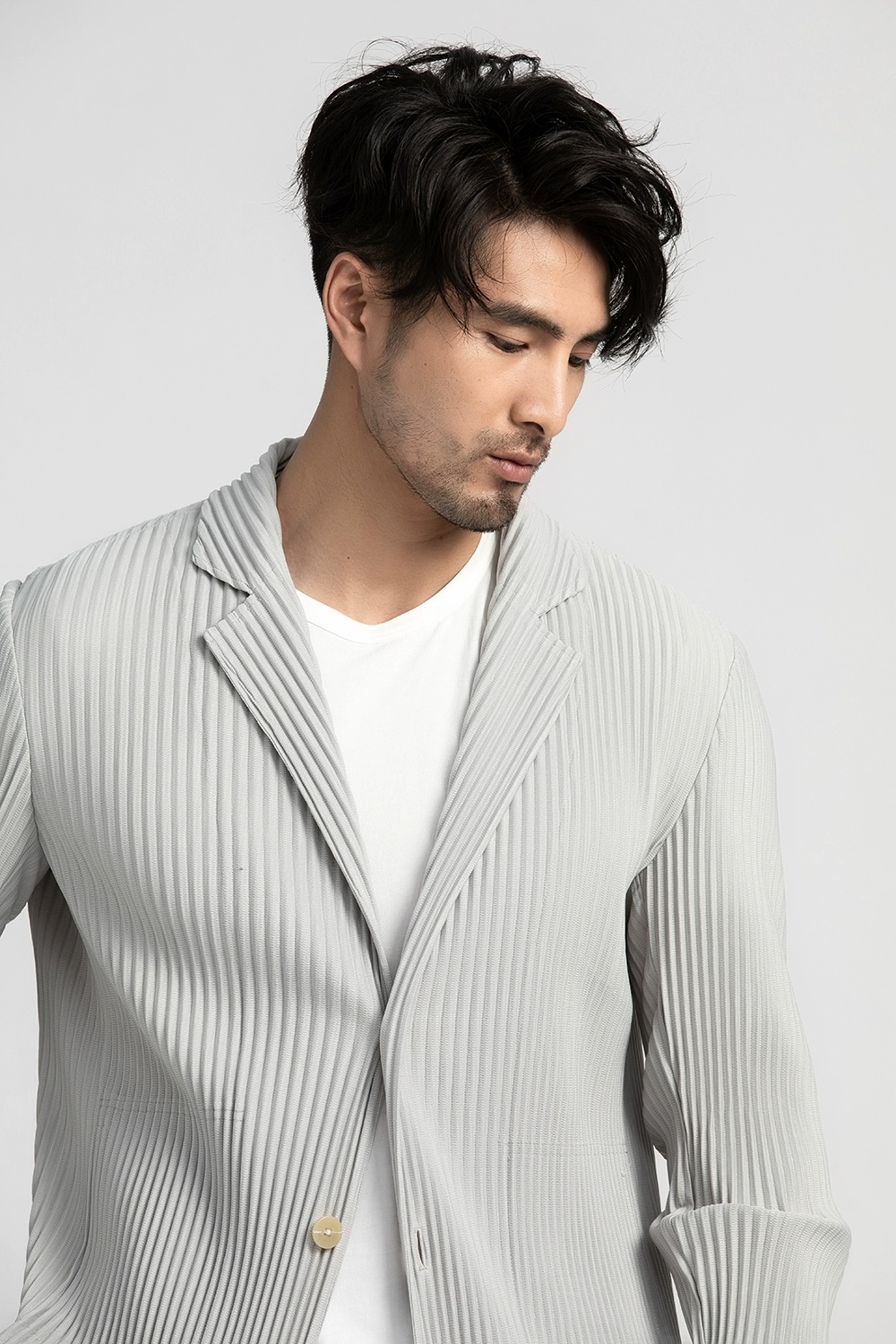 Men's Pleated Casual Basics Blazer Stretch Fabric Coat