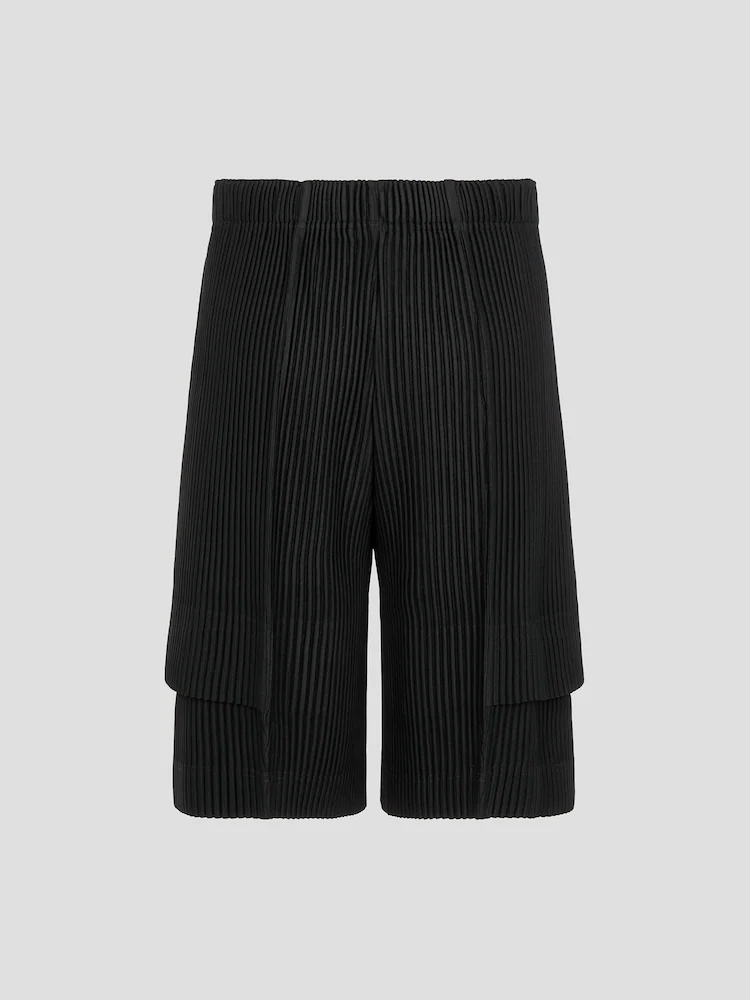 Men's Pleated Cargo Shorts New Fashion Loose Overalls Drawstring Elastic Waist