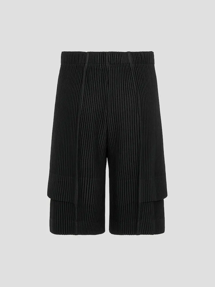 Men's Pleated Cargo Shorts New Fashion Loose Overalls Drawstring Elastic Waist