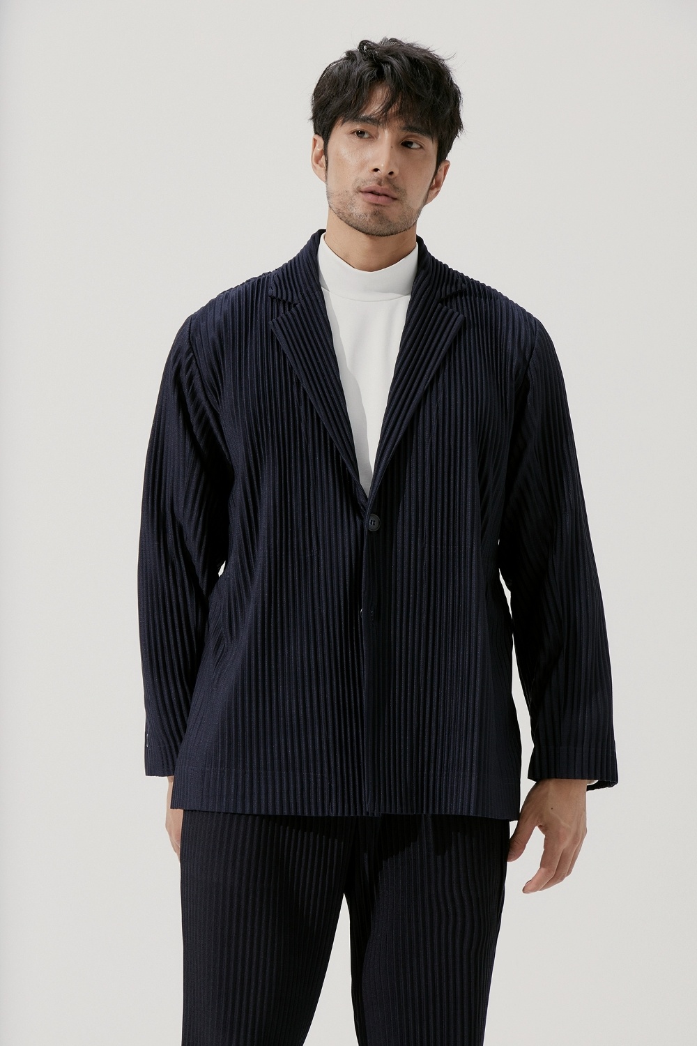 Men's Pleated Casual Basics Blazer Stretch Fabric Coat