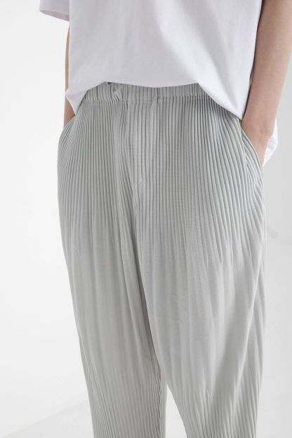 Men's Pleated Harem Pants Casual Baggy Ankle Length Pants Drawstring Elastic Waist