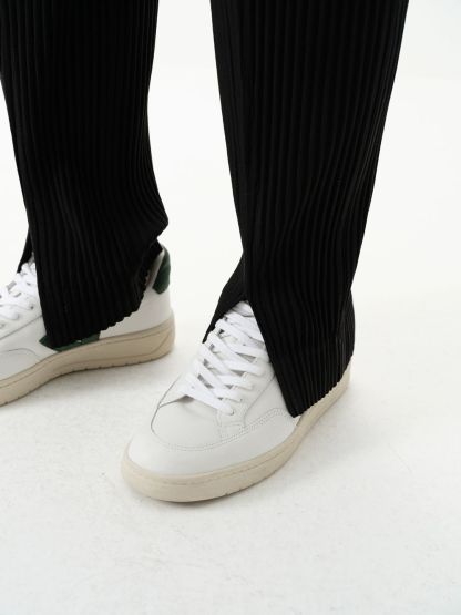 Men's Pleated Slit Pants Casual Drape Trouser Elastic Waist