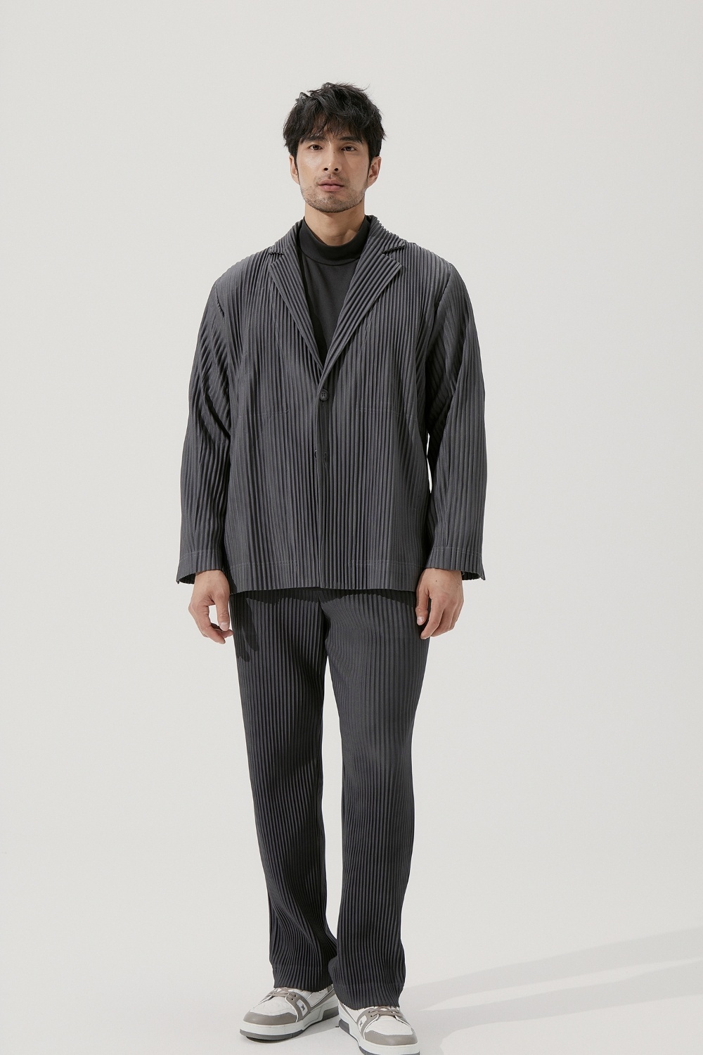 Men's Pleated Casual Basics Blazer Stretch Fabric Coat