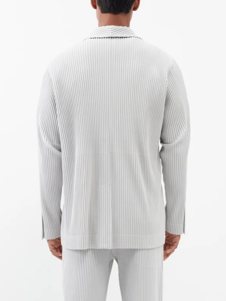 Men's Pleated Slim Fit Luxury Blazer Partially Lined Jacket, Office, Wedding 