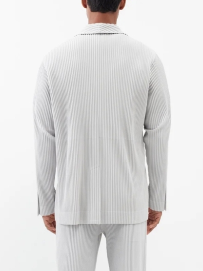 Men's Pleated Slim Fit Luxury Blazer Partially Lined Jacket, Office, Wedding 