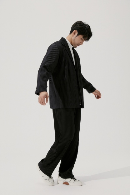 Men's Pleated Casual Basics Blazer Stretch Fabric Coat