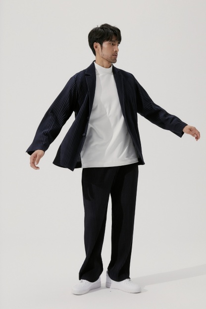 Men's Pleated Casual Basics Blazer Stretch Fabric Coat