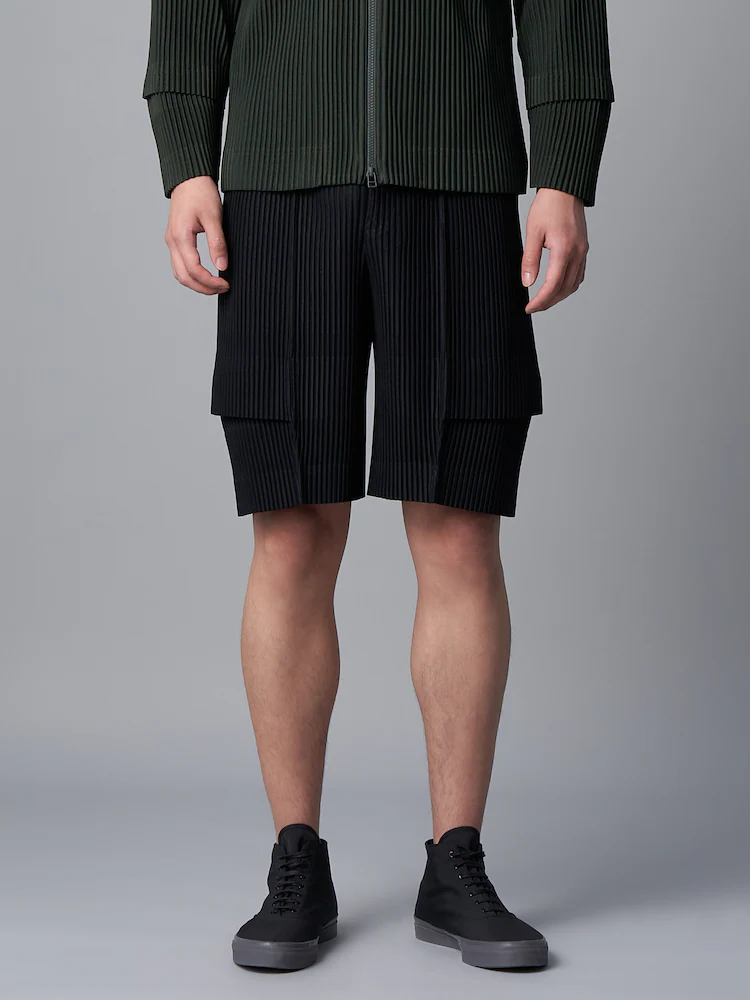 Men's Pleated Cargo Shorts New Fashion Loose Overalls Drawstring Elastic Waist