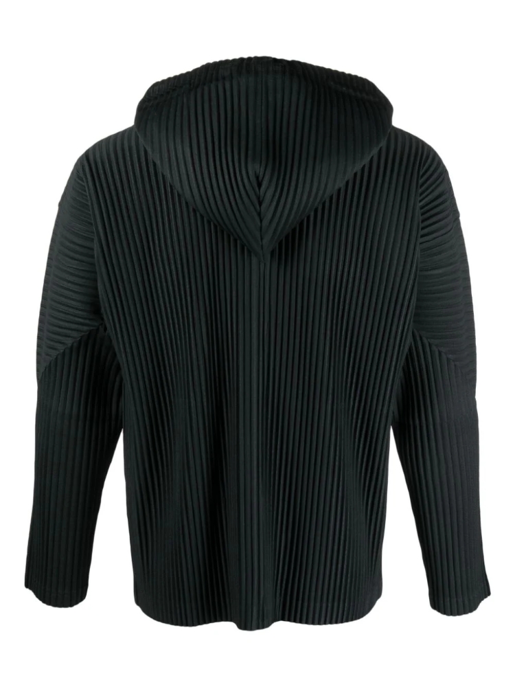 Men's Pleated Hoodie Zip-Up Jumper Fashion Two-way Zip Fastening Jacket
