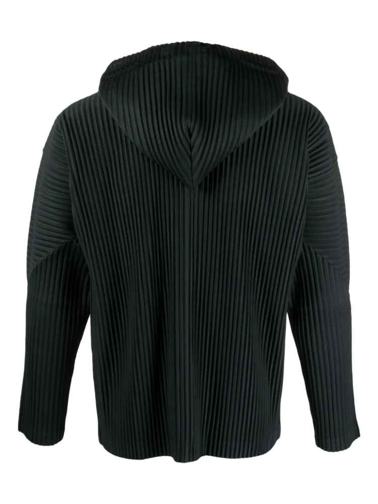 Men's Pleated Hoodie Zip-Up Jumper Fashion Two-way Zip Fastening Jacket