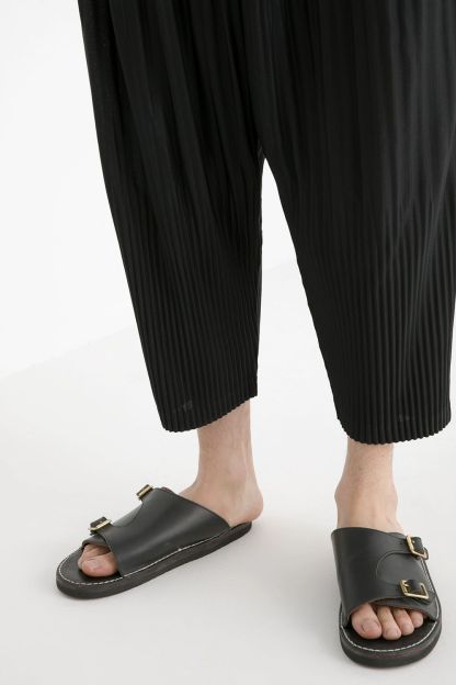 Men's Pleated Harem Pants Casual Baggy Ankle Length Pants Drawstring Elastic Waist