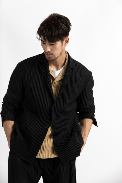 Men's Pleated Casual Basics Blazer Stretch Fabric Coat