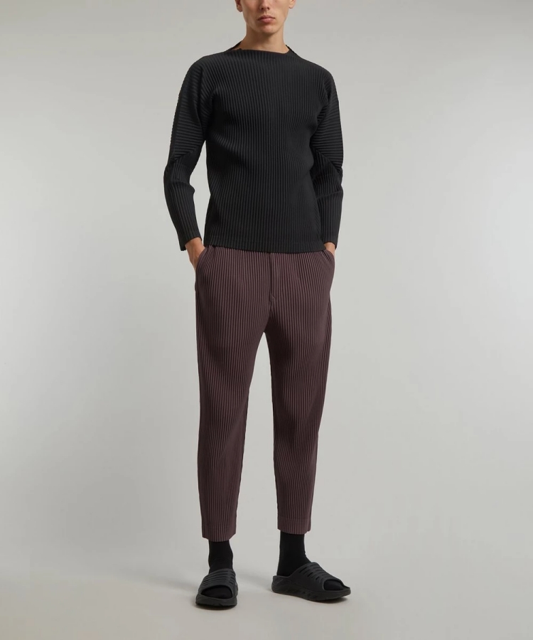 Men's Pleated Long Sleeve Turtleneck T-Shirt Fashion Classic Black Tshirts