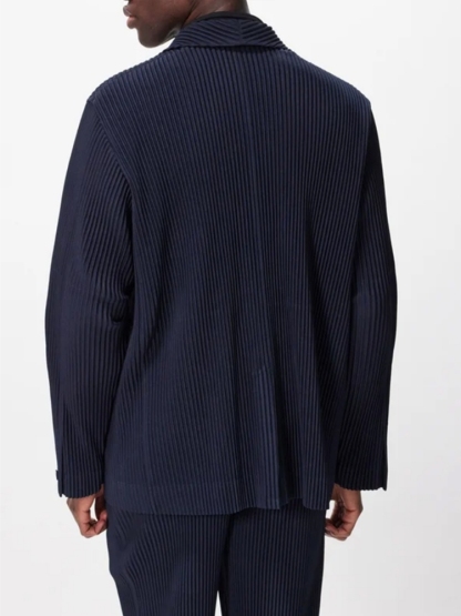 Men's Pleated Slim Fit Luxury Blazer Partially Lined Jacket, Office, Wedding 