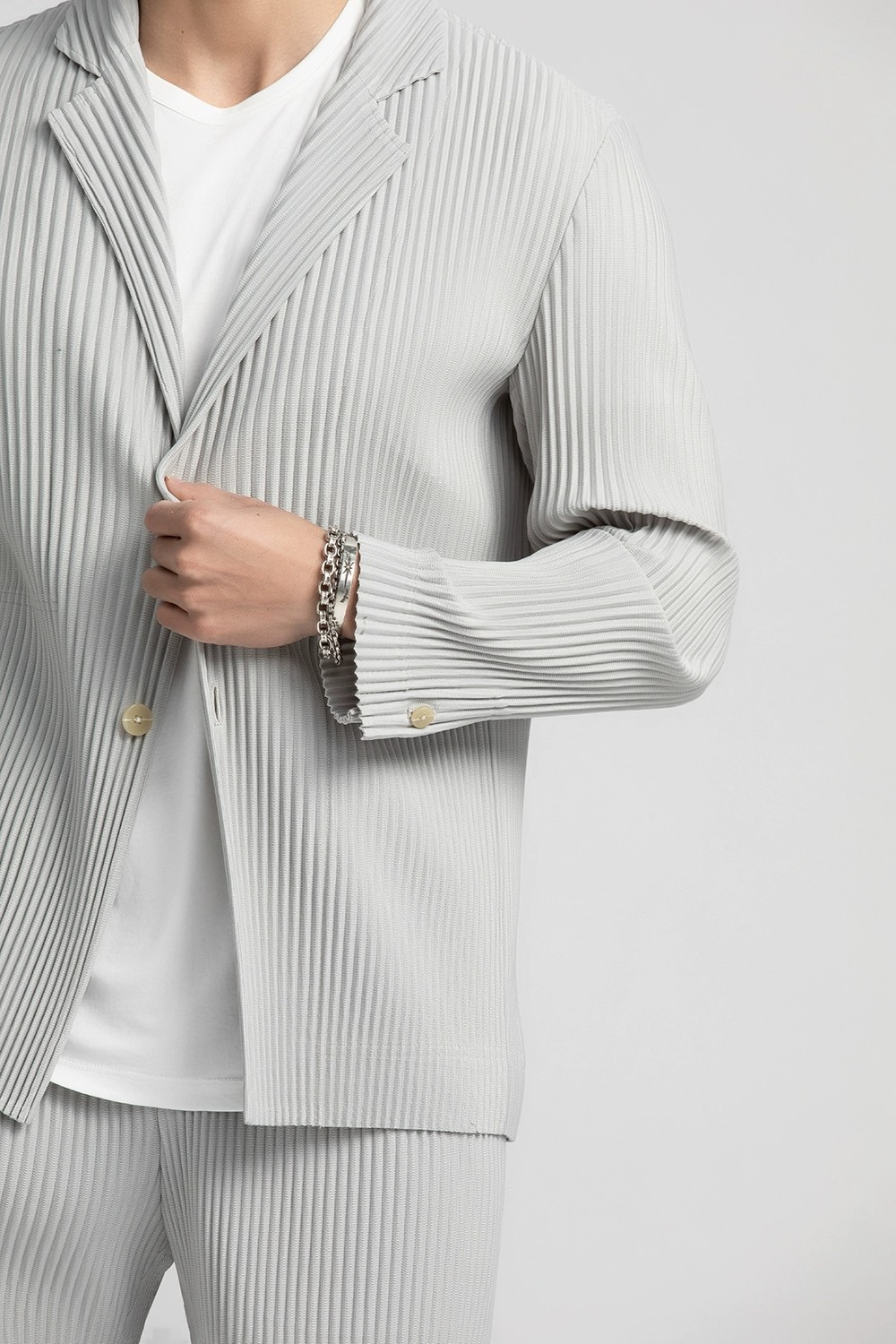 Men's Pleated Casual Basics Blazer Stretch Fabric Coat