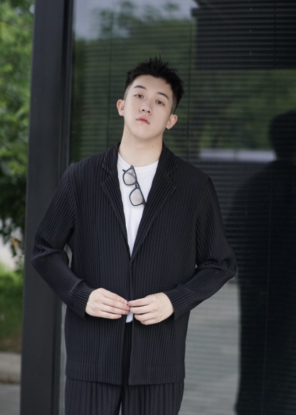 Men's Pleated Casual Basics Blazer Stretch Fabric Coat