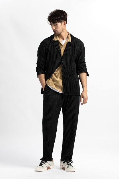 Men's Pleated Casual Basics Blazer Stretch Fabric Coat