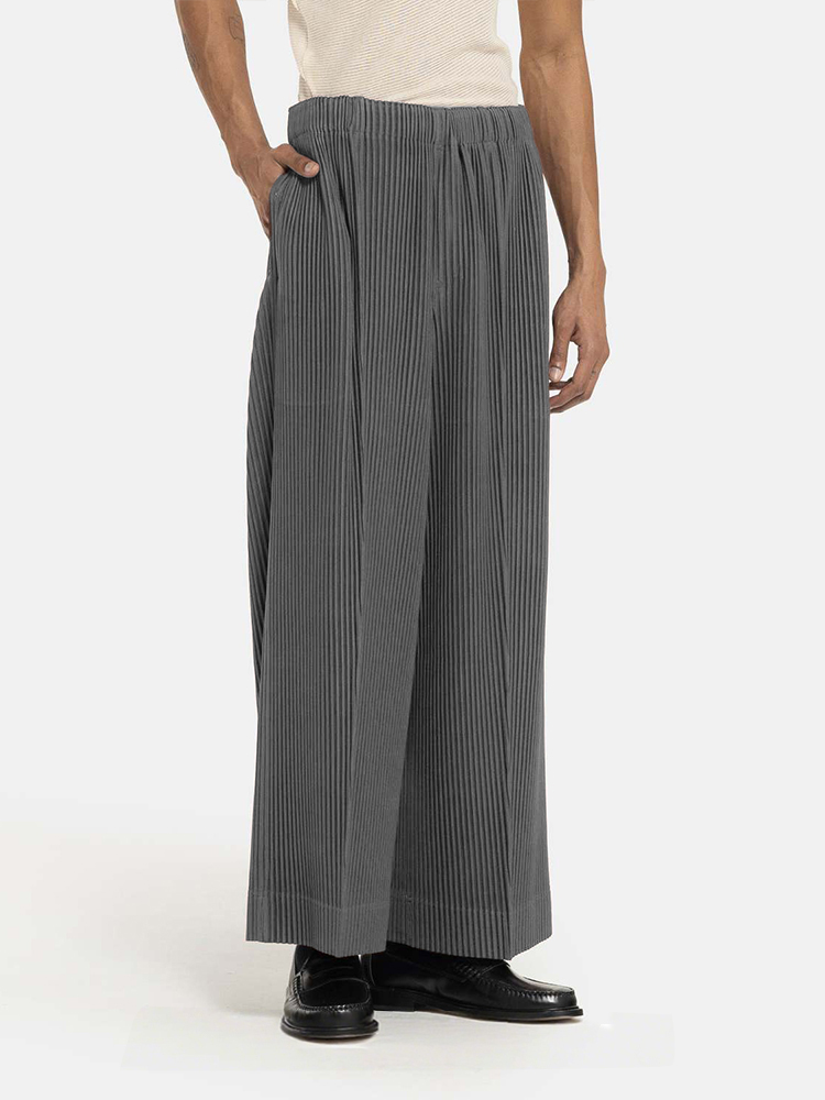 Men's Pleated Wild Pants Solid Color Straight Pants Casual Suit Trouse